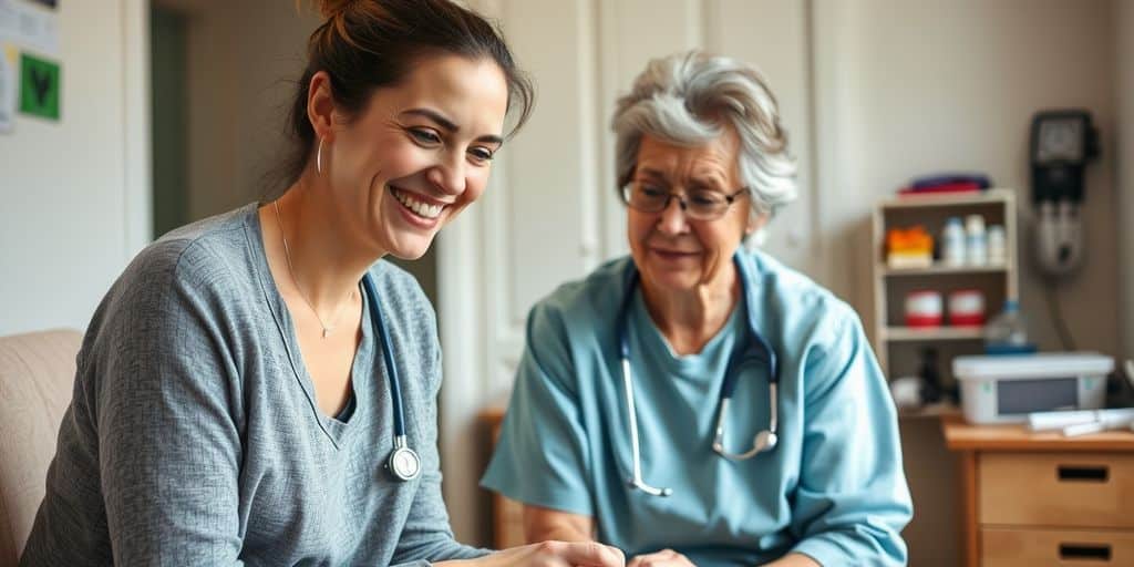 Infirmière aidant un patient à domicile