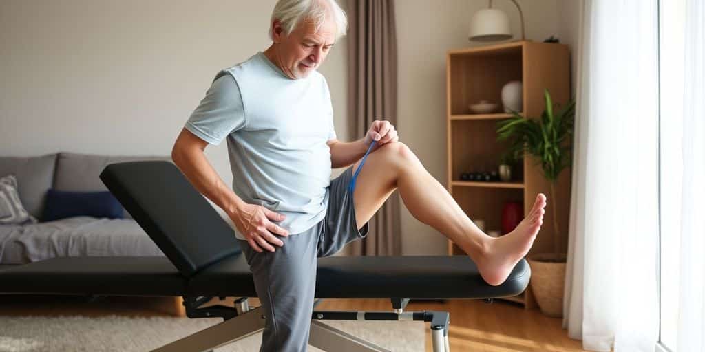 Patient en rééducation genou à domicile