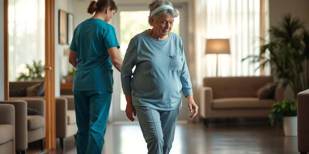 Aide à la marche pour une personne âgée