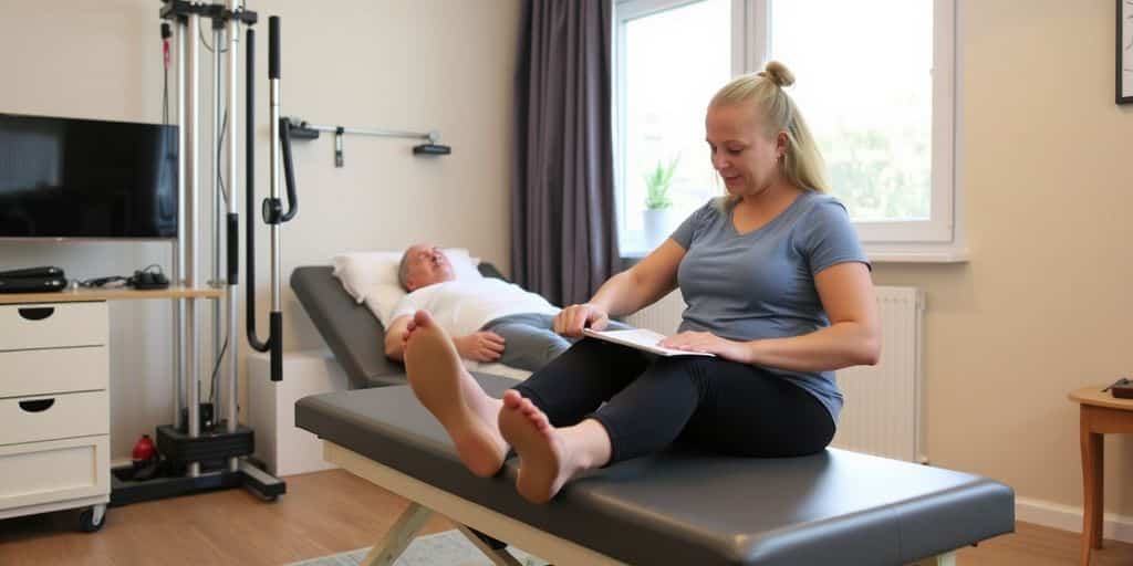 Physiothérapeute aidant un patient à domicile