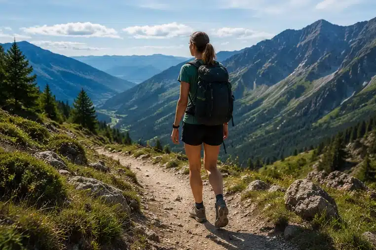 Randonneuse en montagne — physiothérapie après une blessure de randonnée à Genève